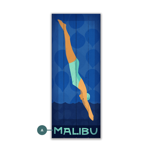 Diving Lady - Wood & Metal Wall Art