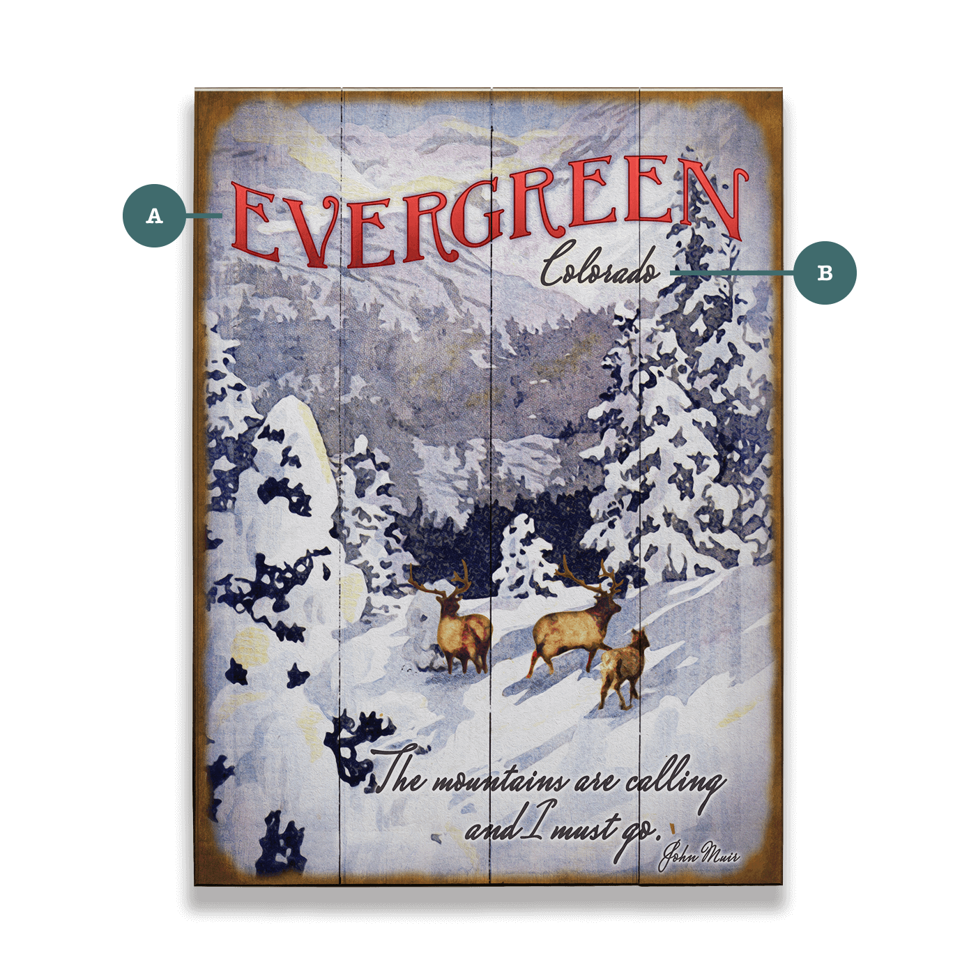 Winter Elk: The Mountains are Calling - Wood & Metal Wall Art