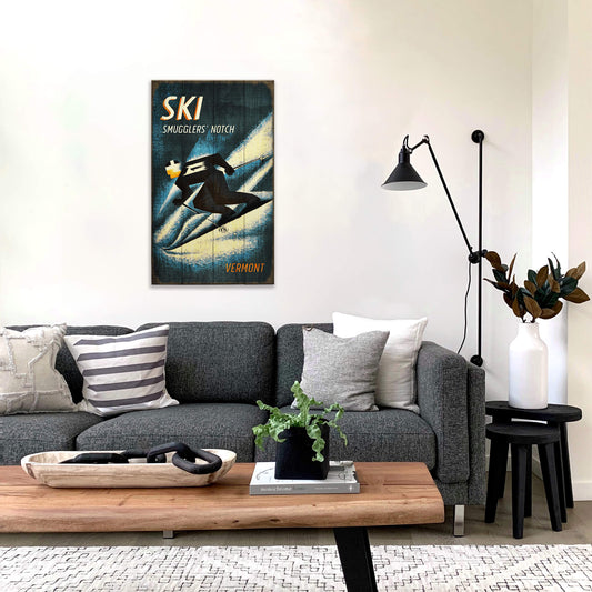 Retro Alpine Racer - Wood & Metal Wall Art