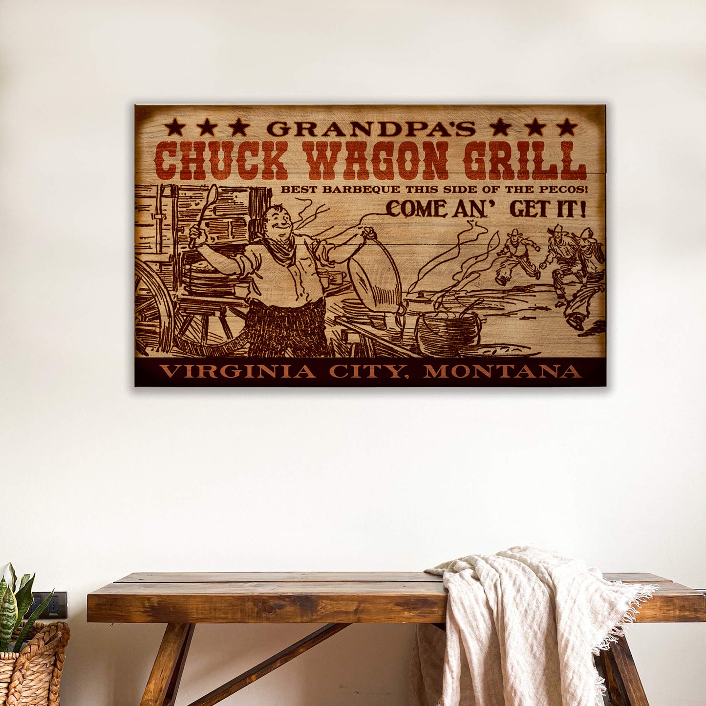 Chuck Wagon Grill - Wood & Metal Wall Art