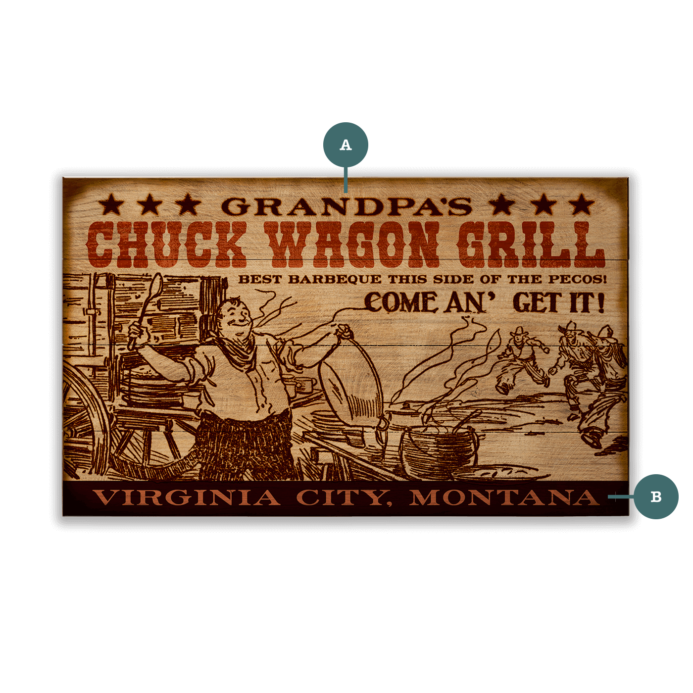 Chuck Wagon Grill - Wood & Metal Wall Art