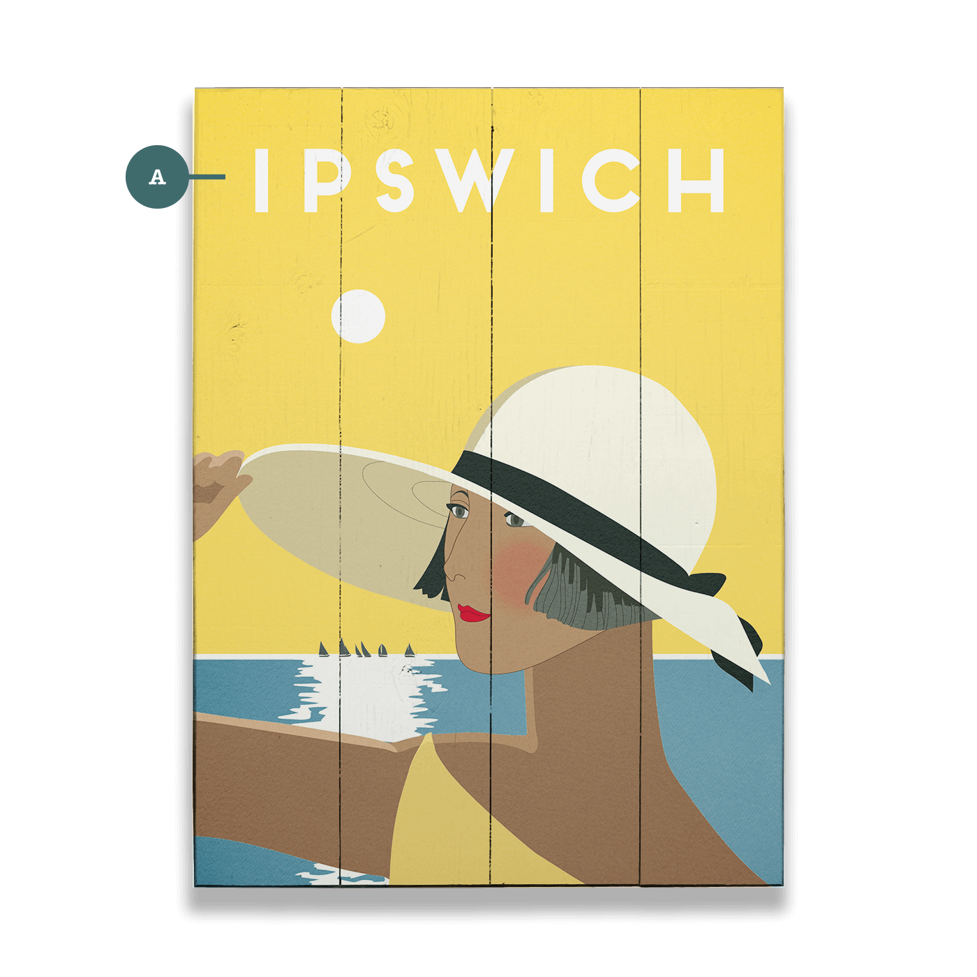 White Sunhat - Wood & Metal Wall Art