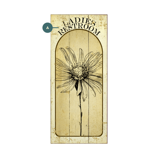 Ladies Restroom Flower - Wood & Metal Wall Art