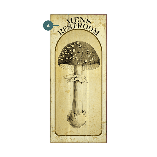 Mens Restroom Mushroom - Wood & Metal Wall Art
