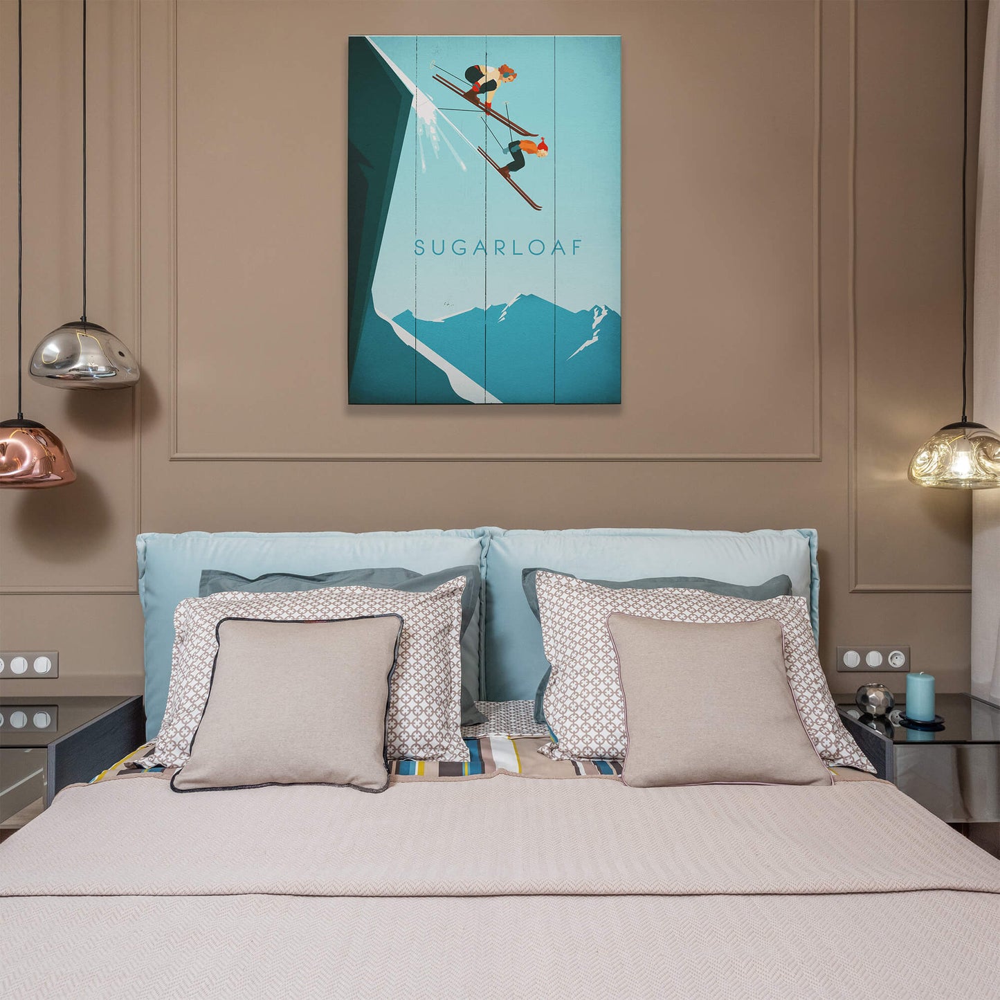 Skiing Off the Cliff - Wood & Metal Wall Art