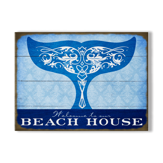 Whale Tail Welcome - Wood & Metal Wall Art