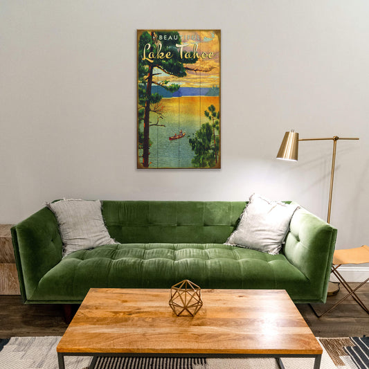 Beautiful Lake with Canoe - Wood & Metal Wall Art