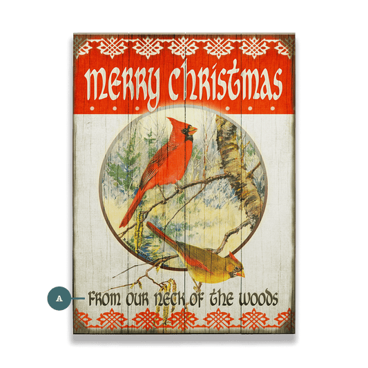 Merry Christmas Cardinals - Wood & Metal Wall Art