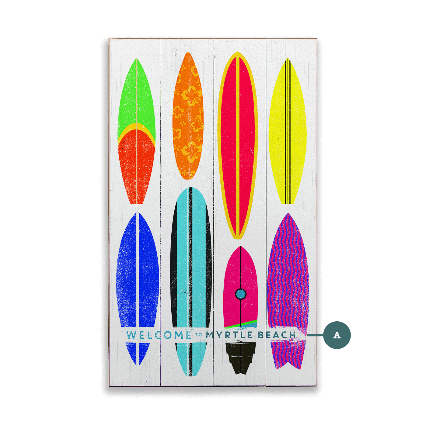 Beachside Boards: Vertical - Coastal Surf Art