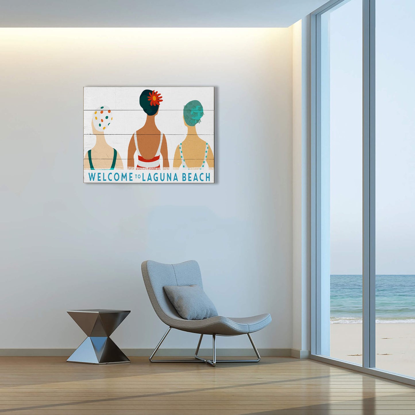 3 Swim Cap Ladies - Wood & Metal Wall Art