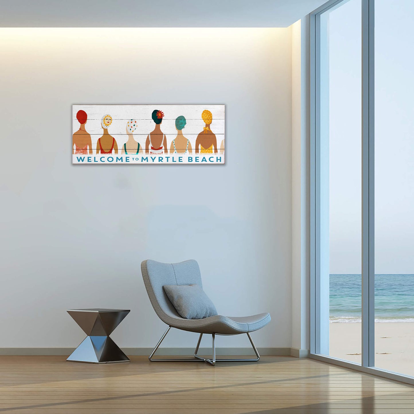 6 Swim Cap Ladies - Wood & Metal Wall Art