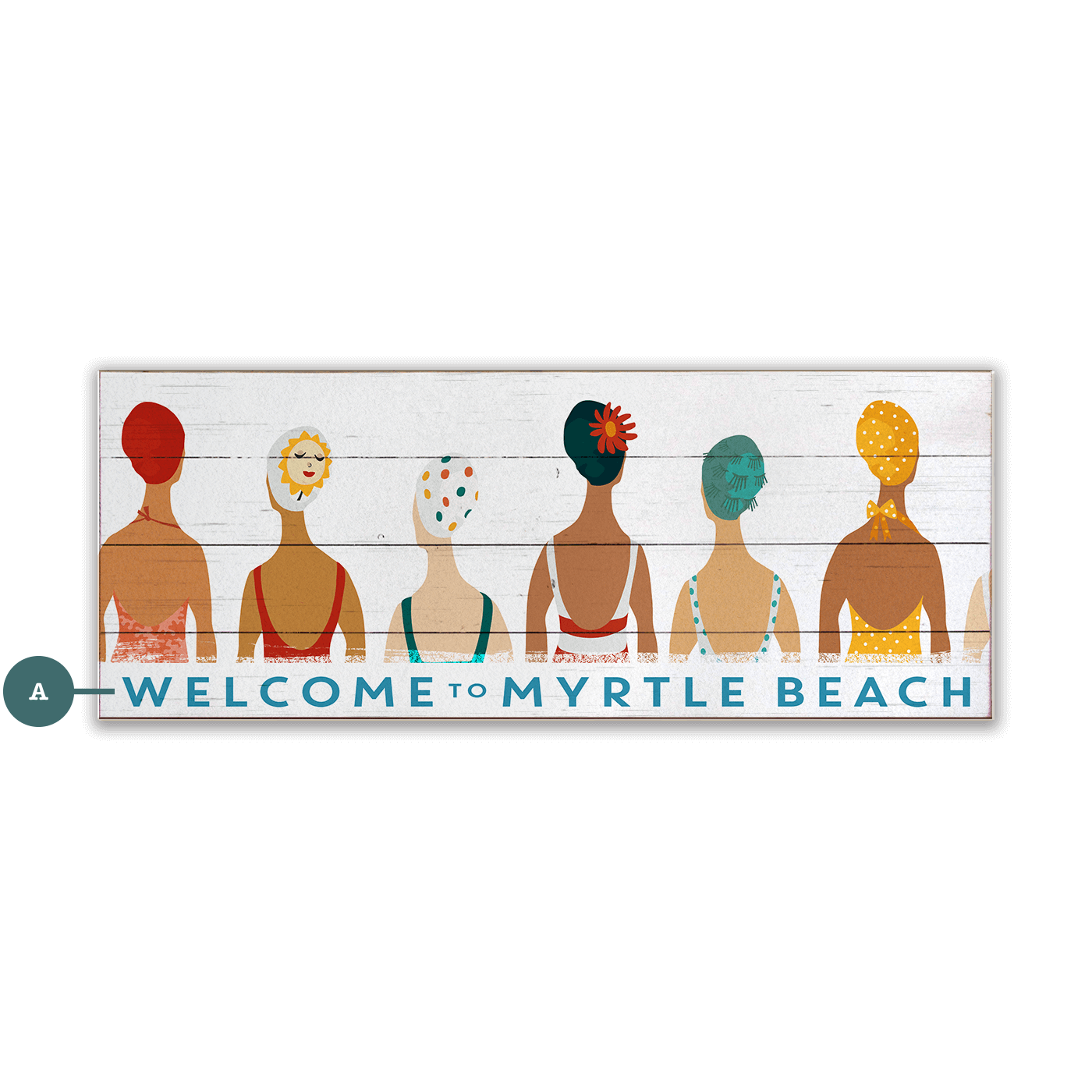 6 Swim Cap Ladies - Wood & Metal Wall Art
