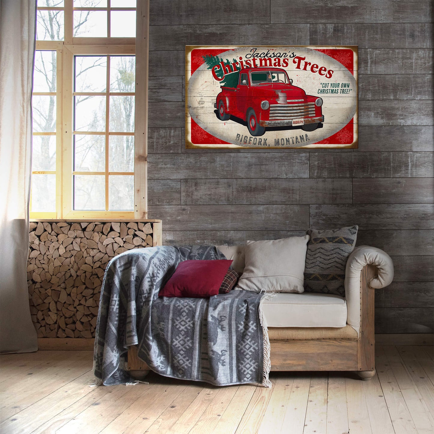 Christmas Tree Truck: Personalized - Wood & Metal Wall Art