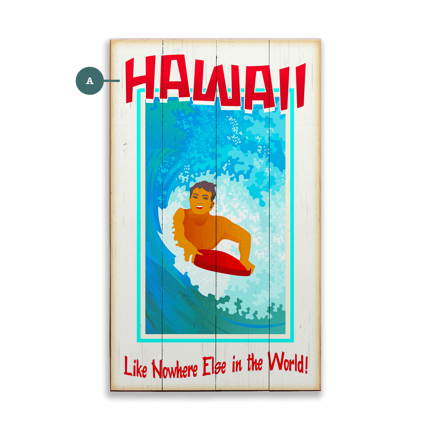 Surf Poster: Like Nowhere Else - Wood & Metal Wall Art