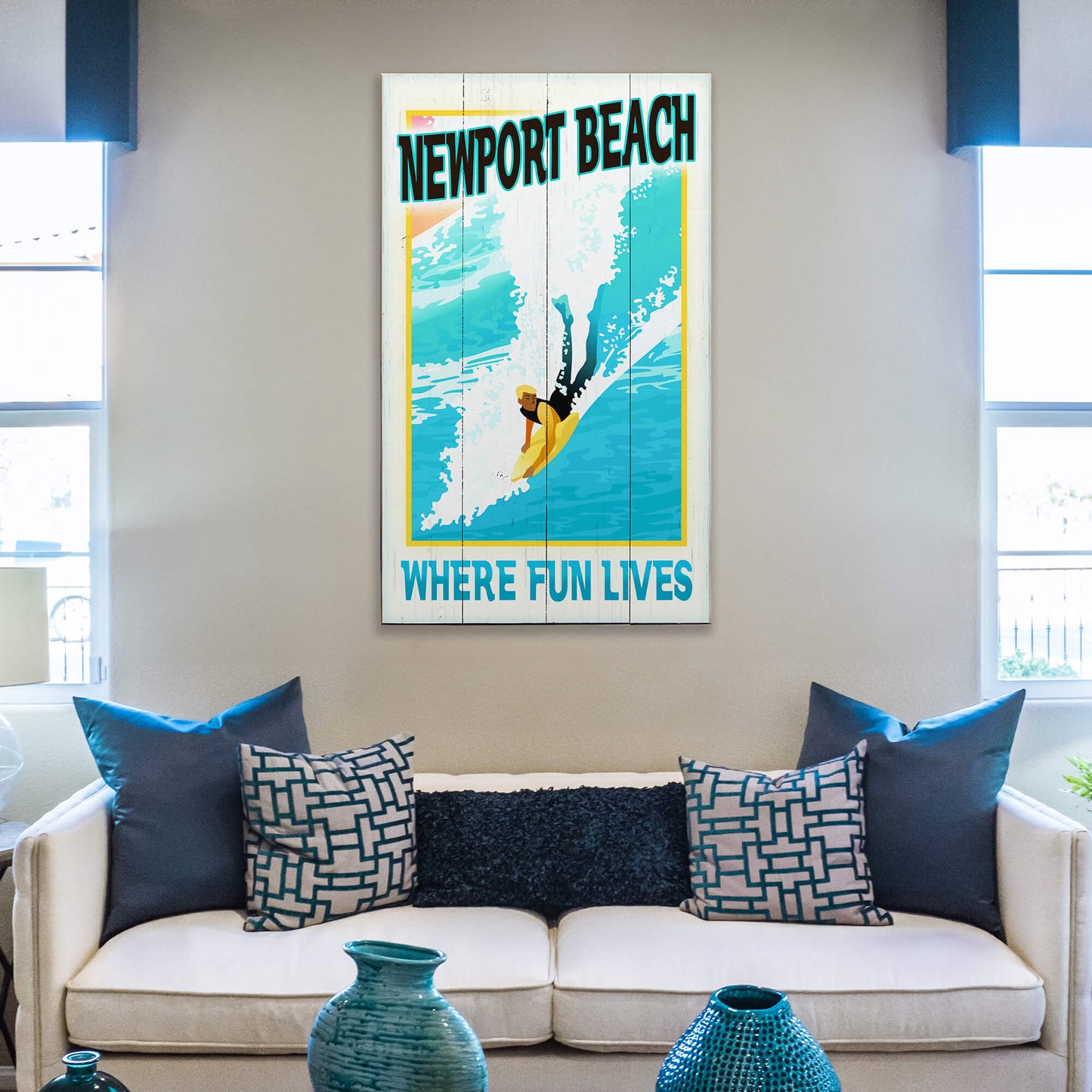 Surf Poster: Where Fun Lives - Wood & Metal Wall Art