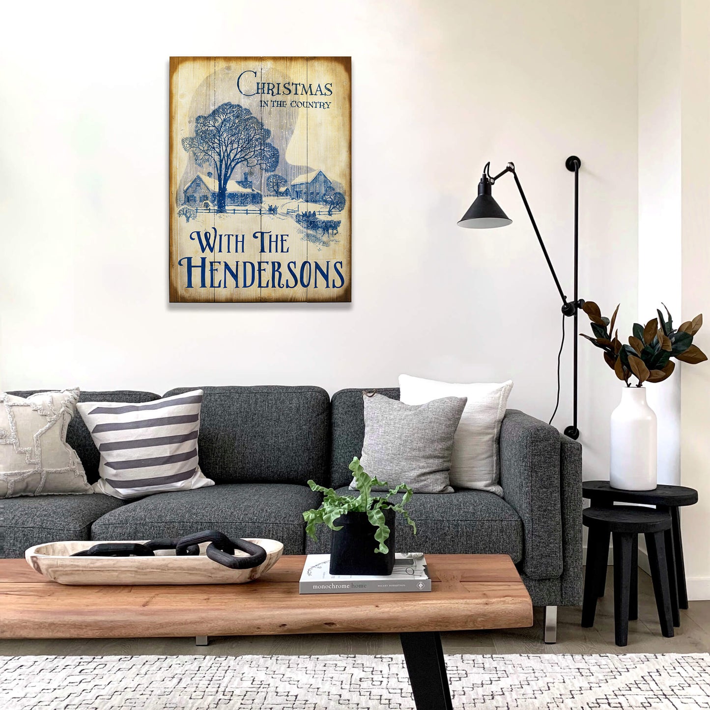 Christmas in the Country: Personalized - Wood & Metal Wall Art