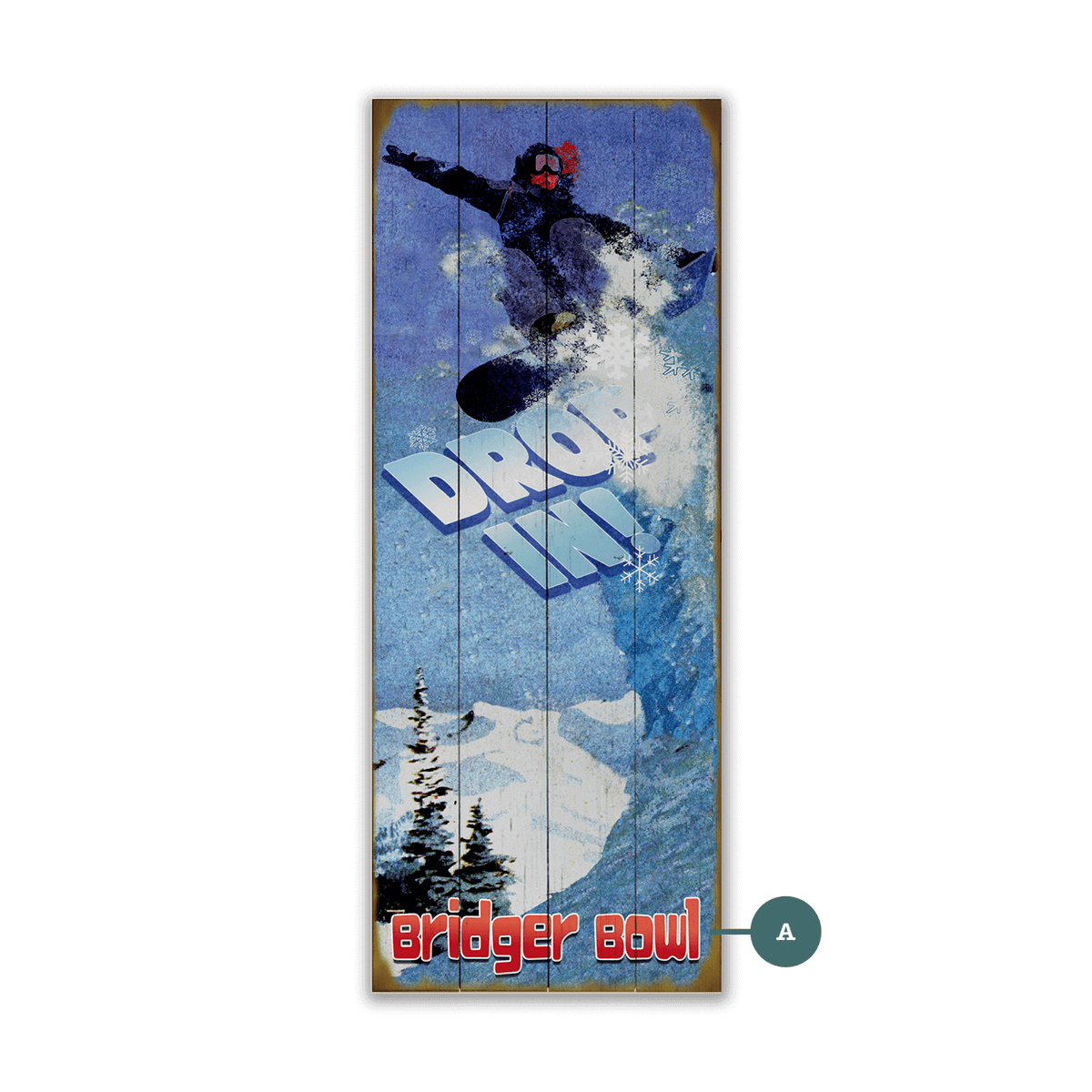 Drop In Snowboarder - Wood & Metal Wall Art