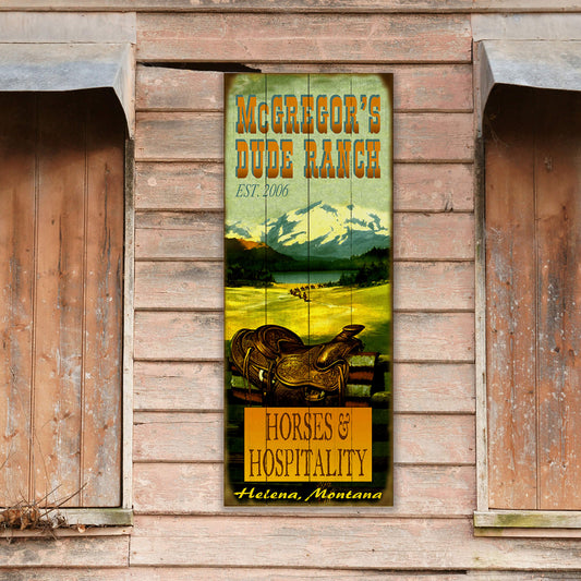 Horses & Hospitality Dude Ranch - Wood & Metal Wall Art