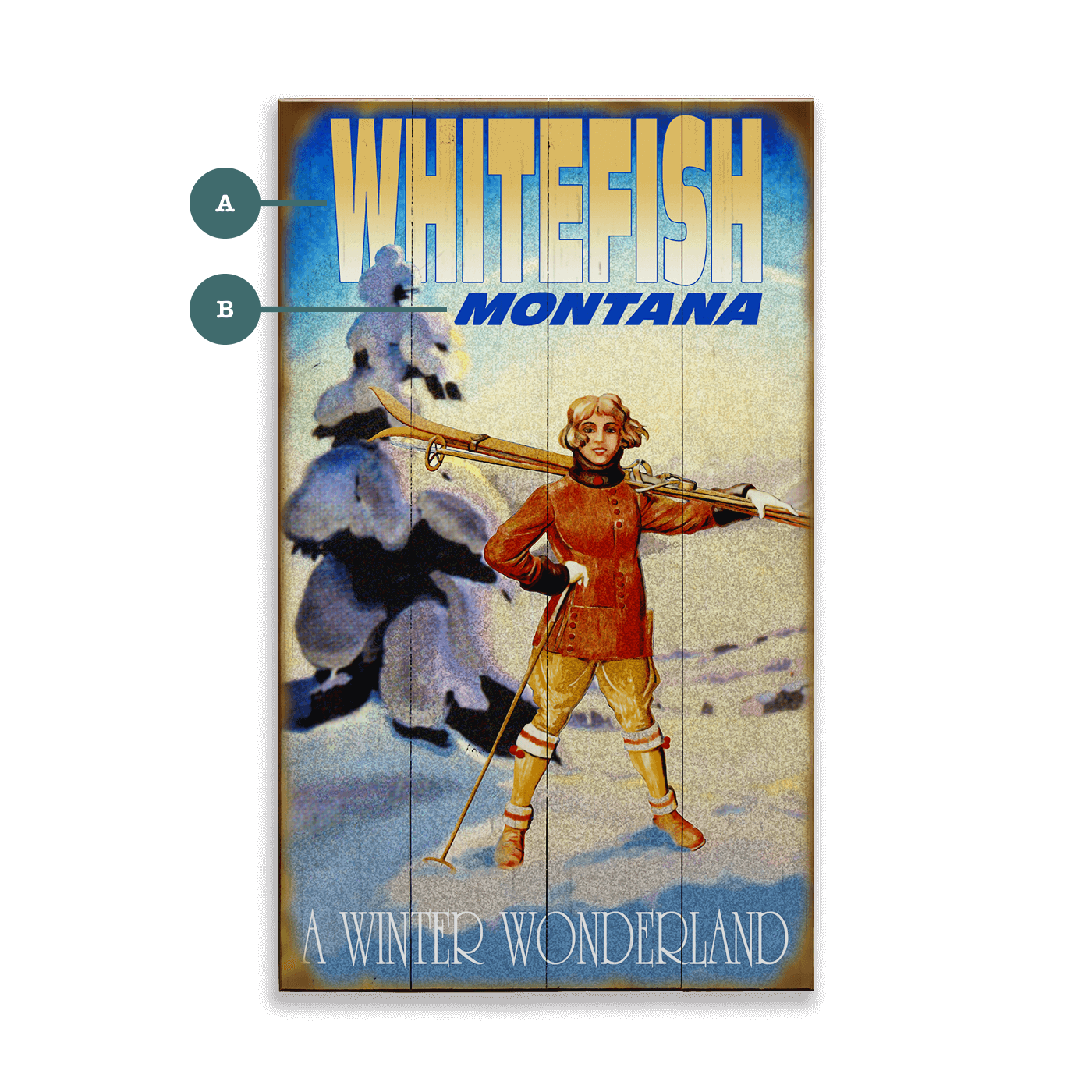 Winter Wonderland Ski Girl - Wood & Metal Wall Art
