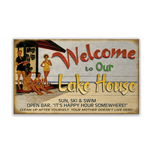 Lake House Welcome: Generic - Wood & Metal Wall Art