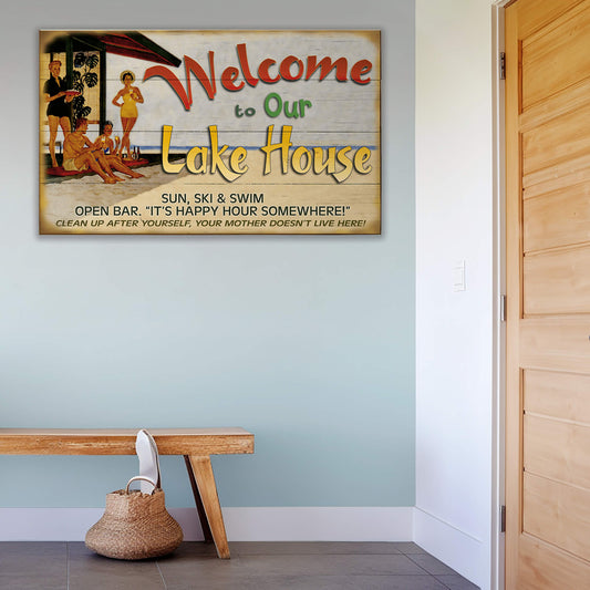 Lake House Welcome: Generic - Wood & Metal Wall Art