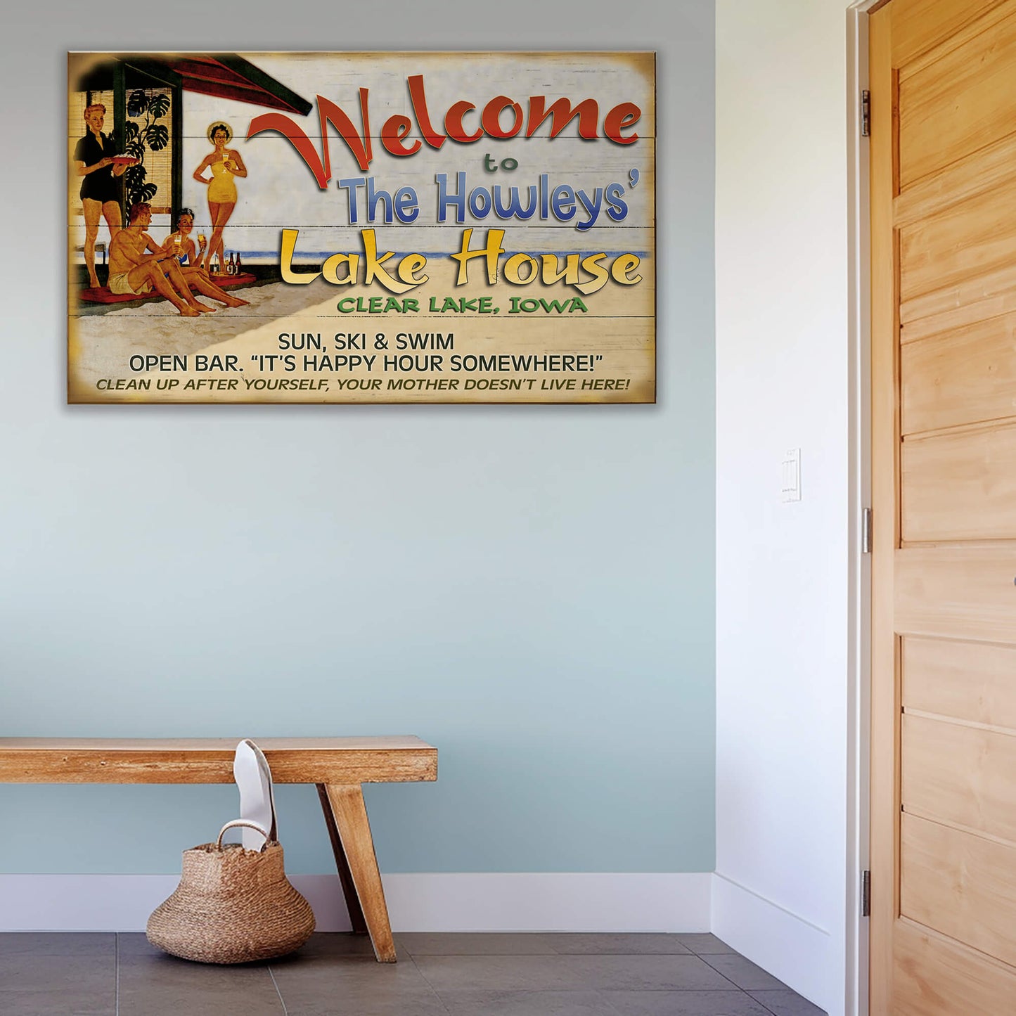 Lake House Welcome: Personalized - Wood & Metal Wall Art