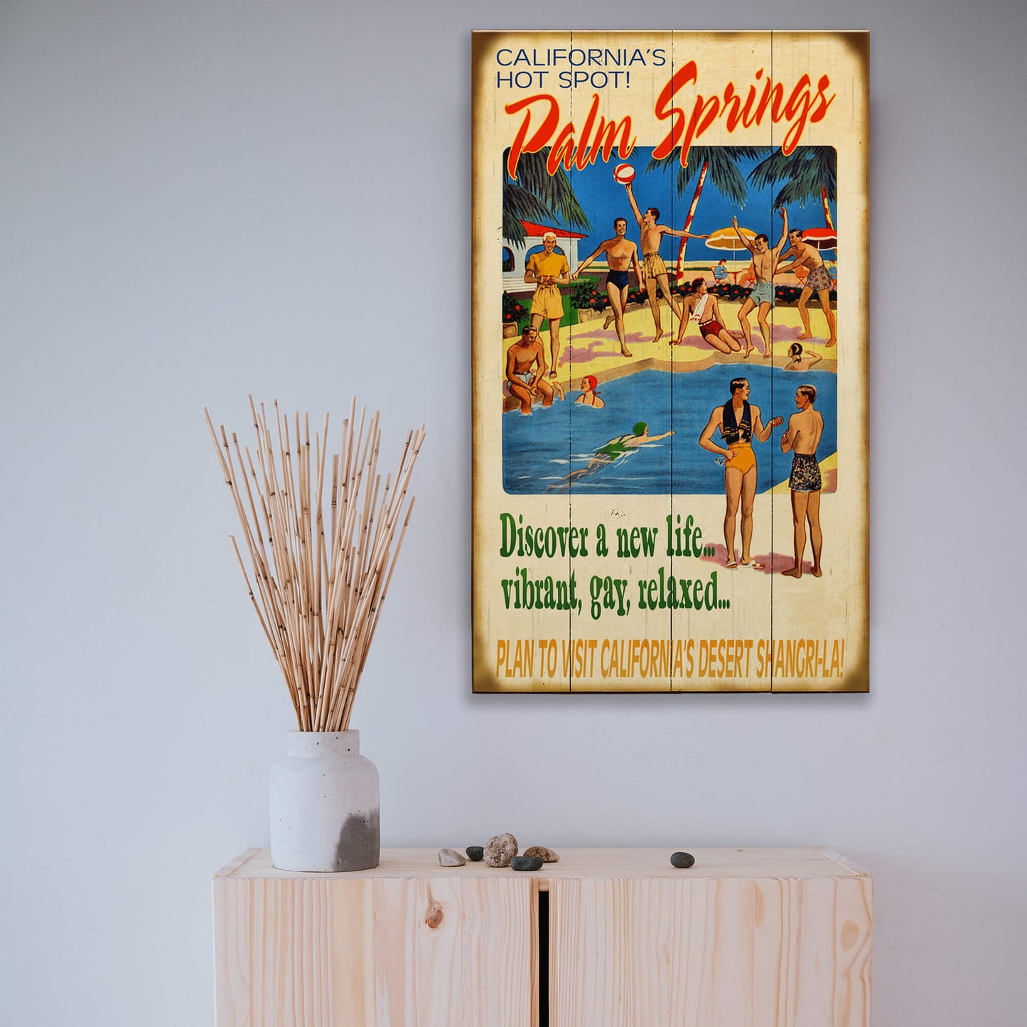 Poolside in Palm Springs - Wood & Metal Wall Art