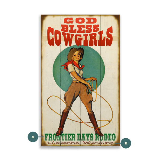 God Bless Cowgirls - Wood & Metal Wall Art