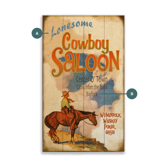Lonesome Cowboy Saloon - Wood & Metal Wall Art