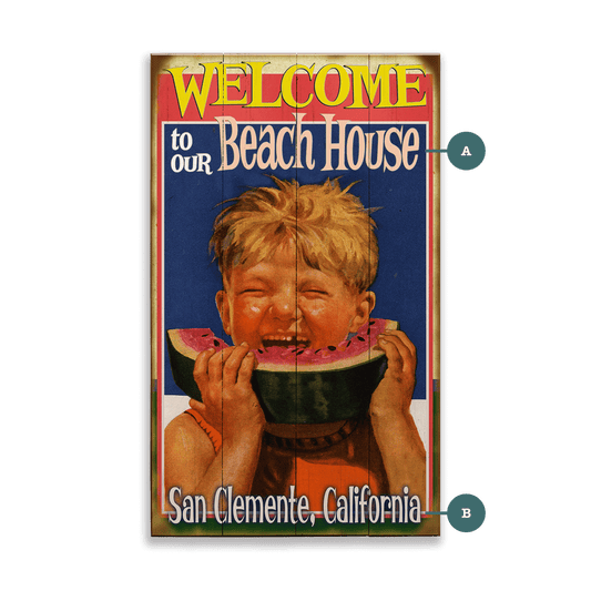 Watermelon Welcome Boy - Wood & Metal Wall Art