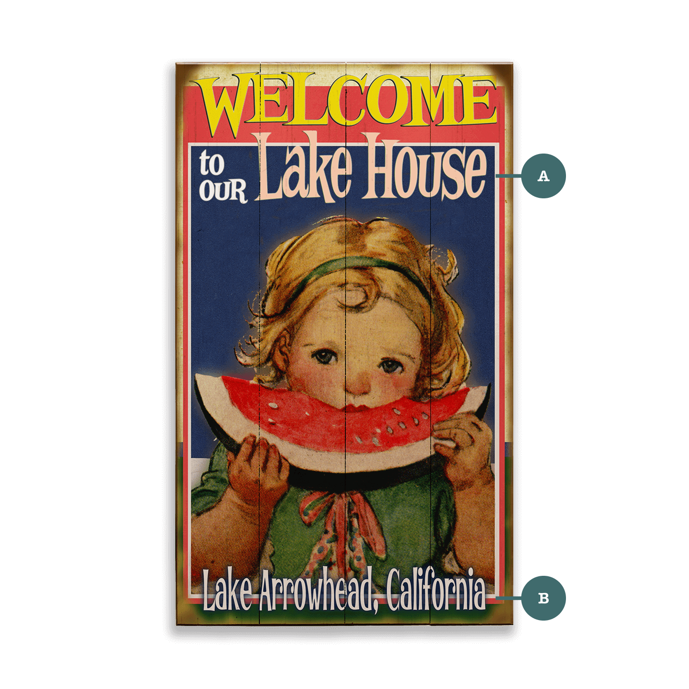 Watermelon Welcome Girl - Wood & Metal Wall Art