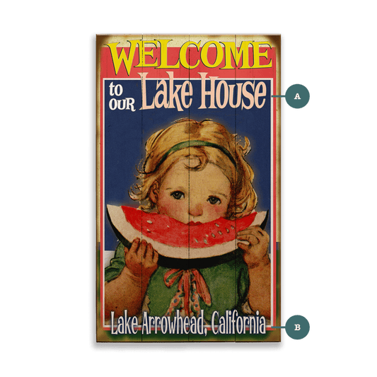Watermelon Welcome Girl - Wood & Metal Wall Art