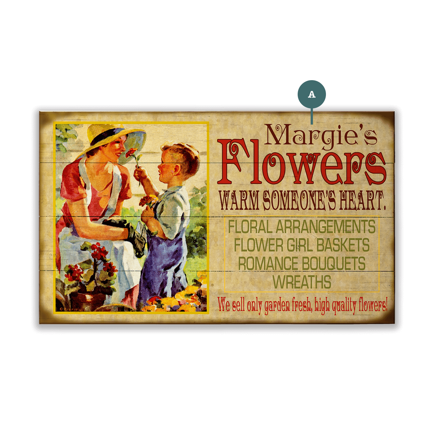 Margie's Flowers - Wood & Metal Wall Art