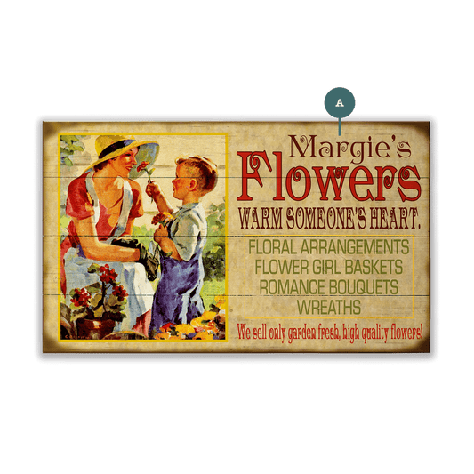 Margie's Flowers - Wood & Metal Wall Art