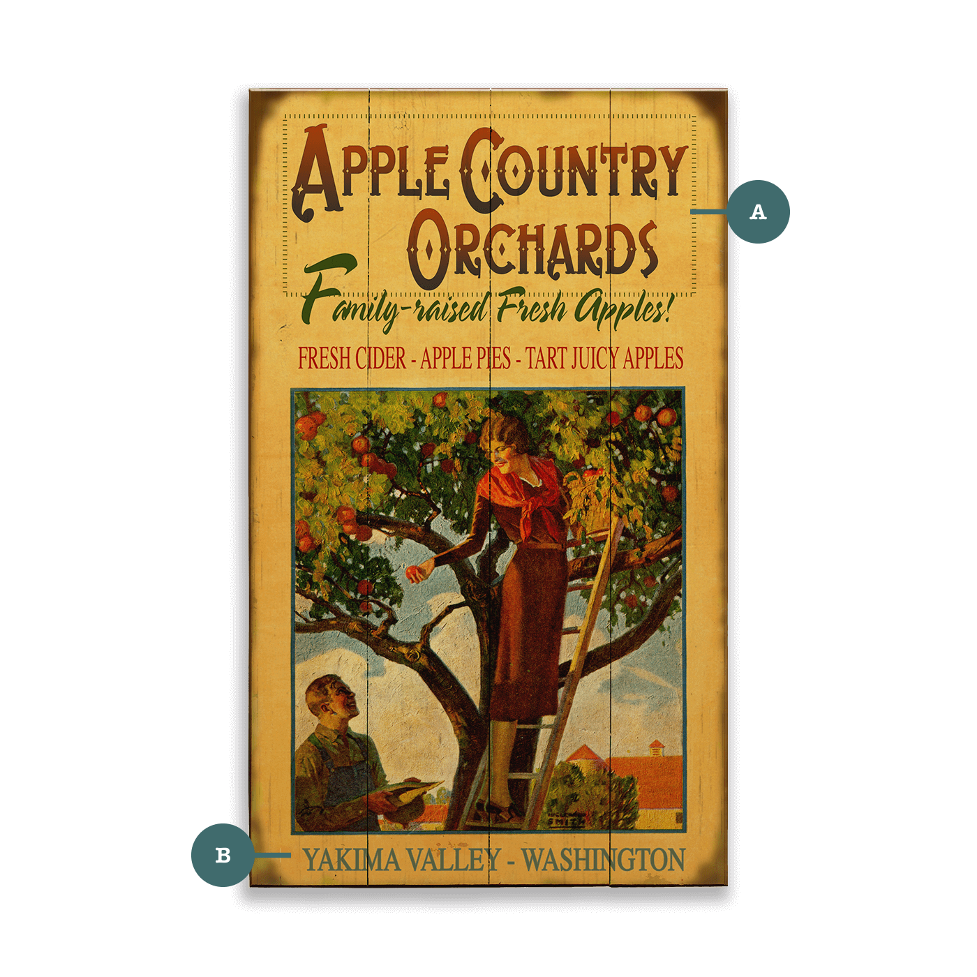Apple Country Orchards - Wood & Metal Wall Art