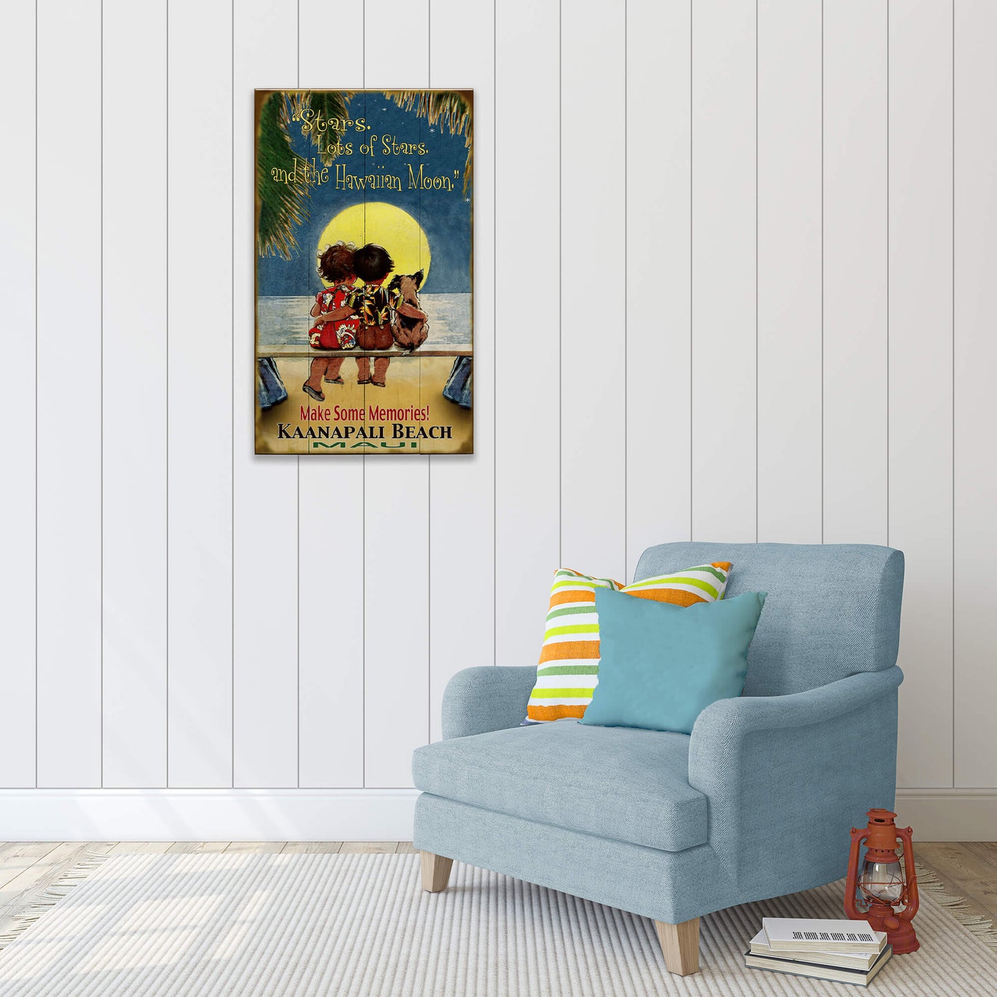Stars and Hawaiian Moon - Wood & Metal Wall Art