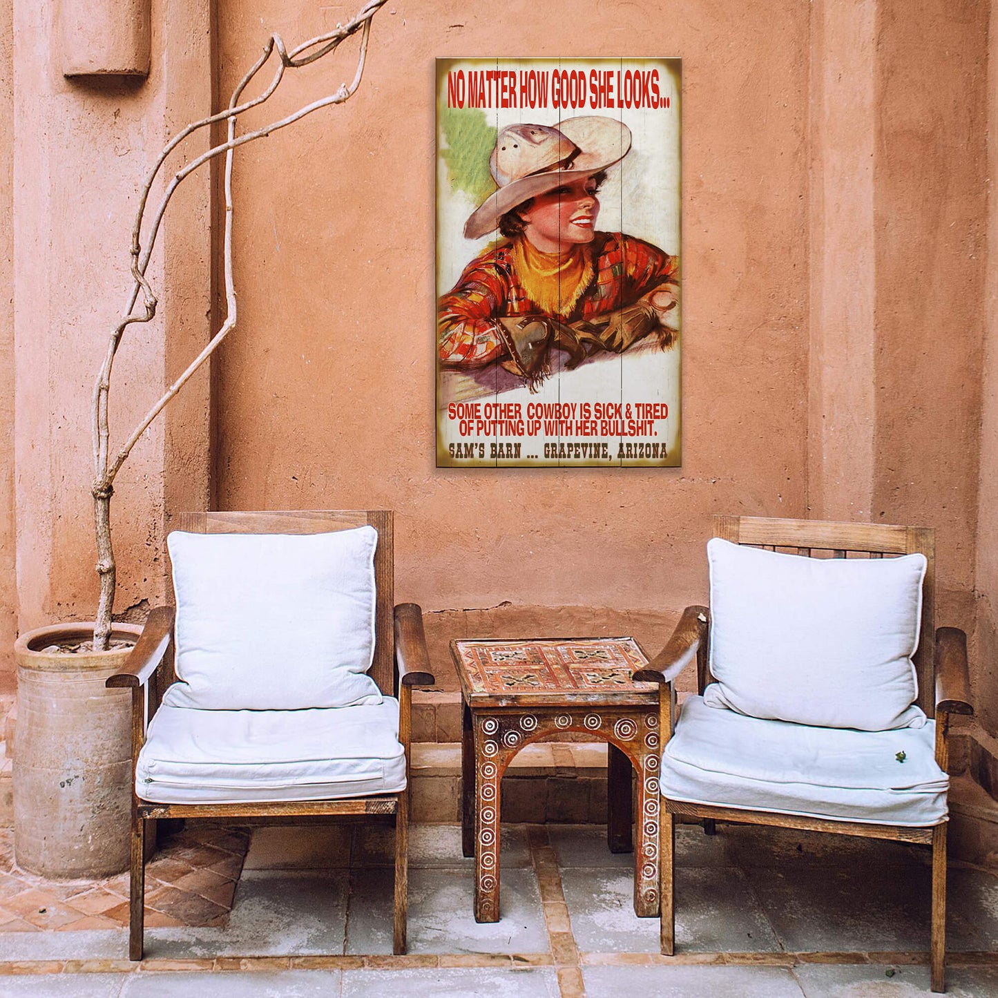 Pretty Cowgirl - Wood & Metal Wall Art