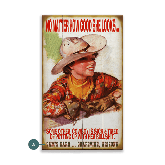 Pretty Cowgirl - Wood & Metal Wall Art