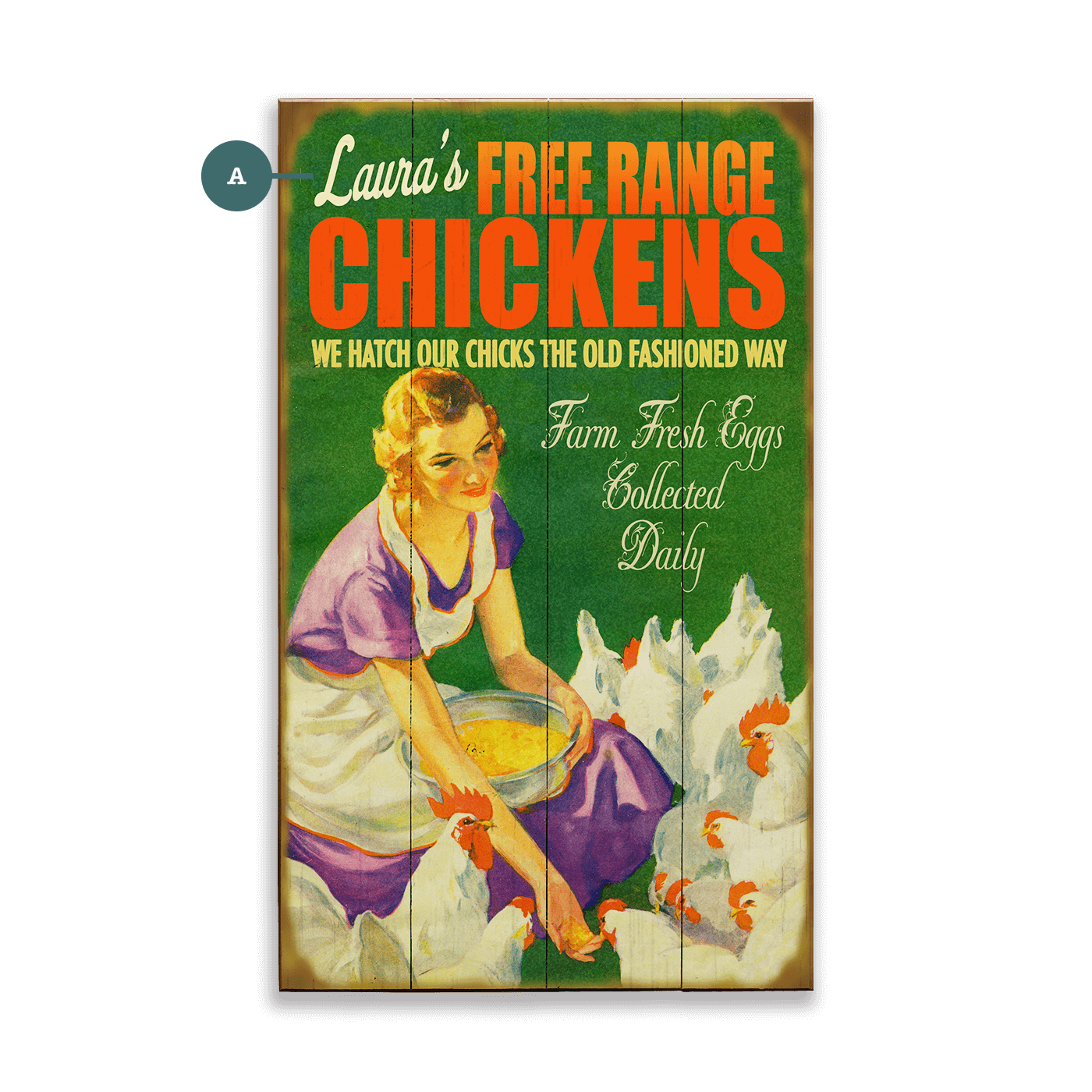 Free Range Chickens - Wood & Metal Wall Art