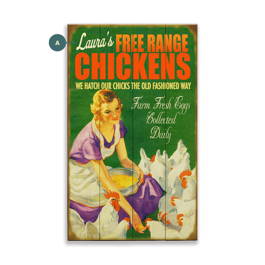 Free Range Chickens - Wood & Metal Wall Art