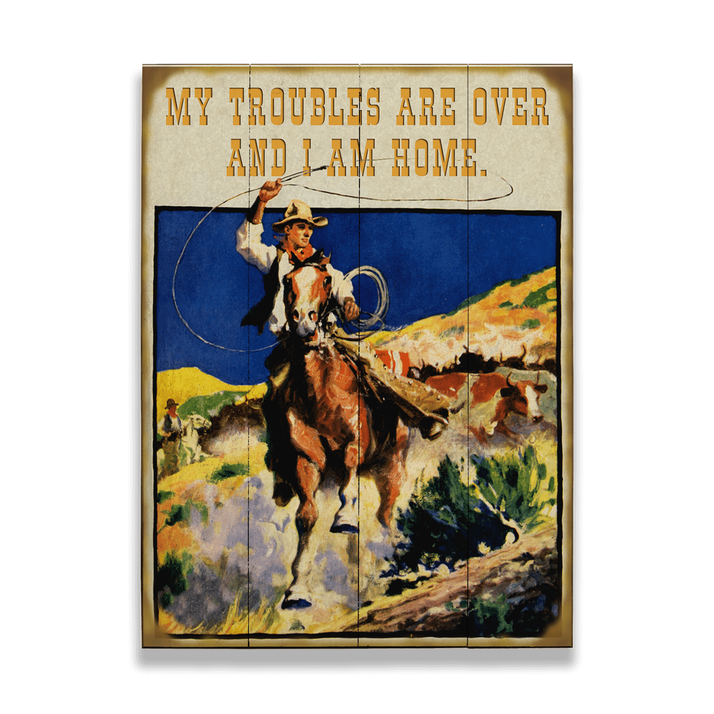Roping Cowboy Ranch: Generic - Wood & Metal Wall Art