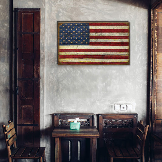 USA Classic Flag: Distressed - Wood & Metal Wall Art