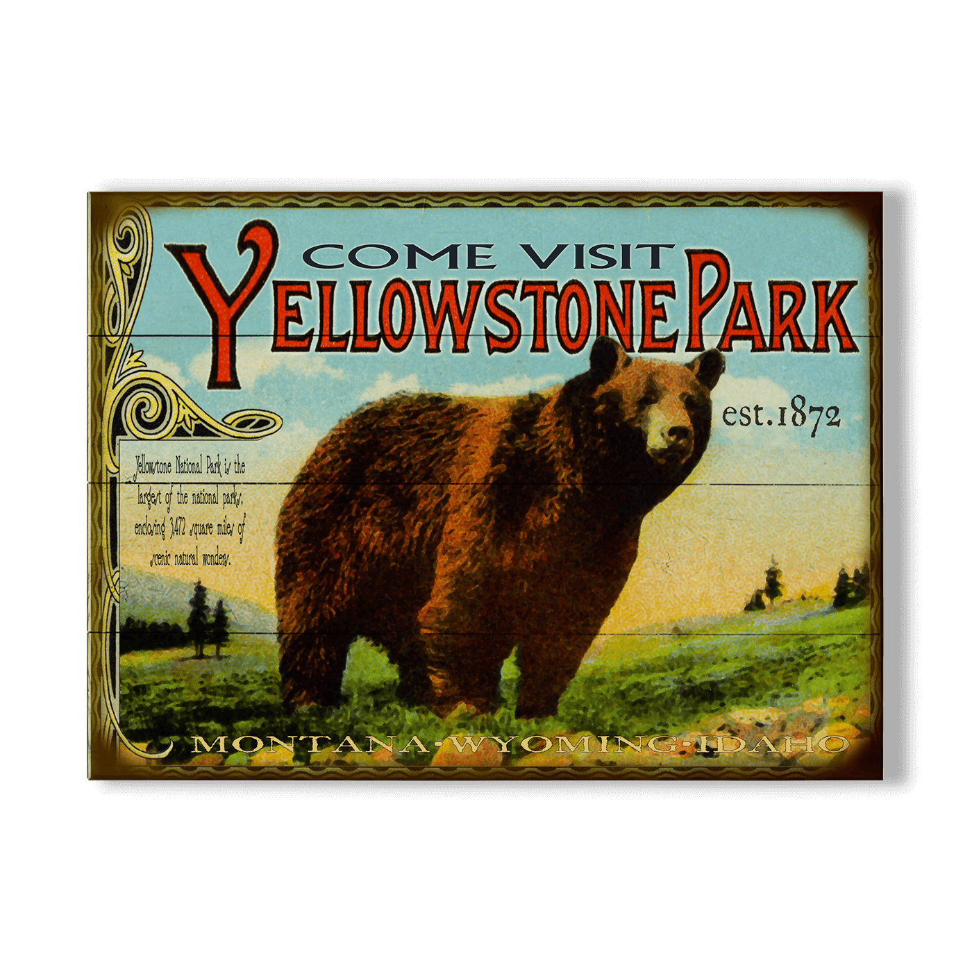 Yellowstone: Bear & Meadow Scene - Wood & Metal Wall Art