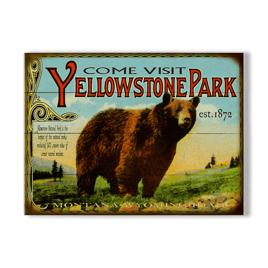 Yellowstone: Bear & Meadow Scene - Wood & Metal Wall Art