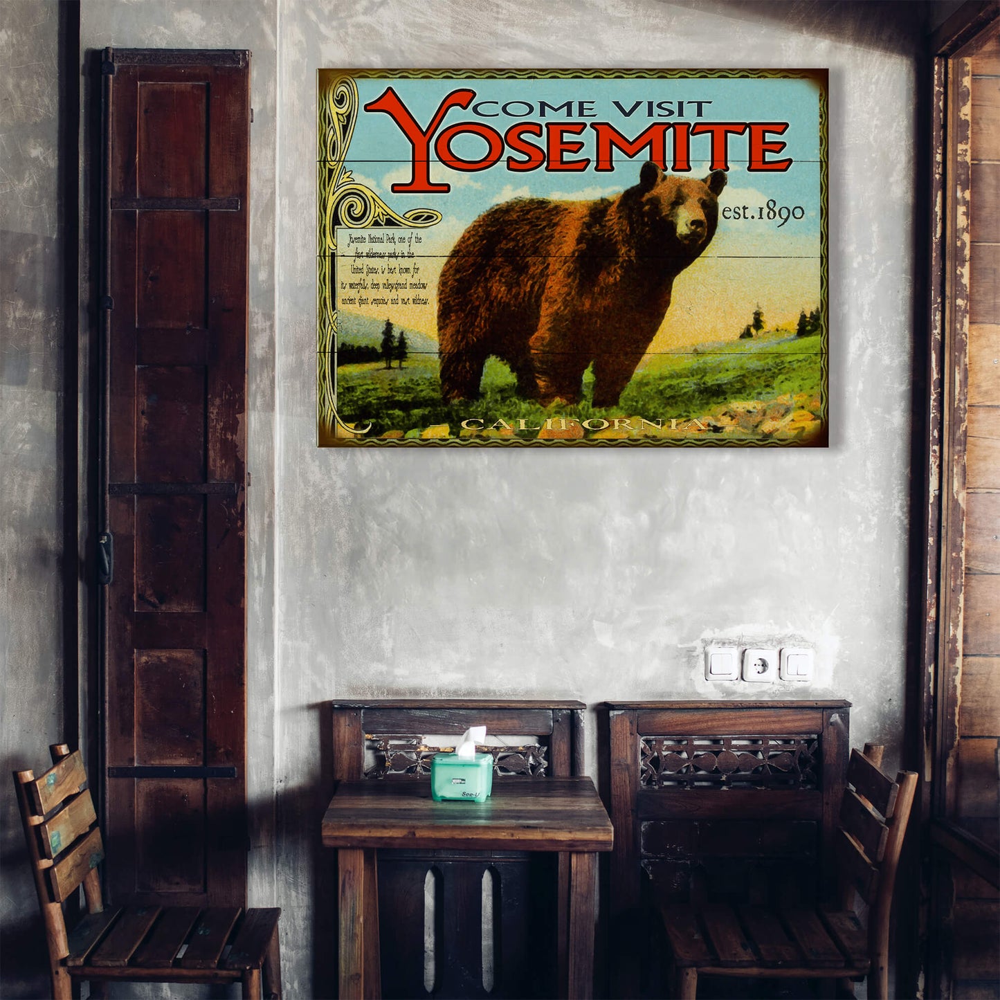 Yosemite: Bear & Meadow Scene - Wood & Metal Wall Art