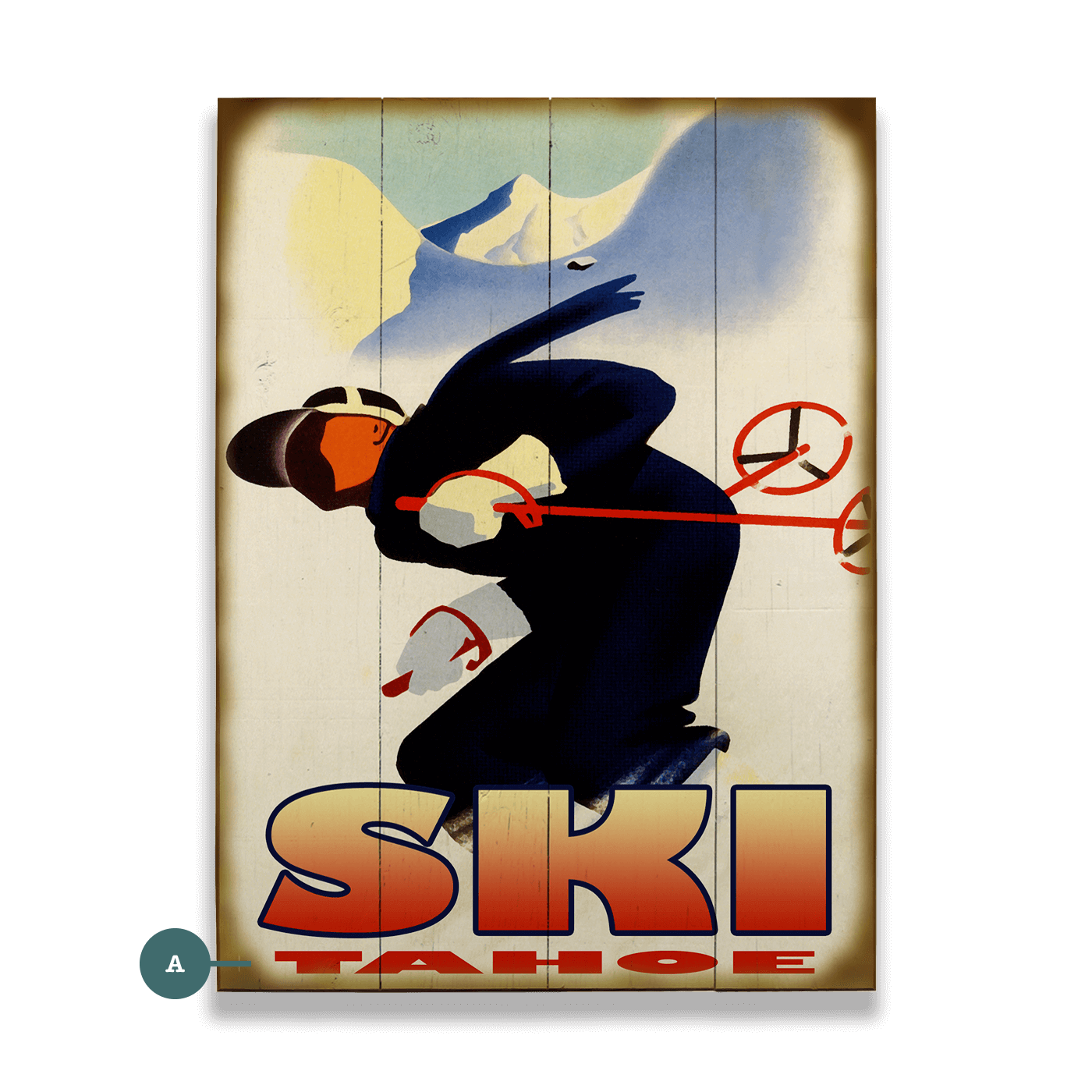 Downhill Rush Graphic Skier - Wood & Metal Wall Art