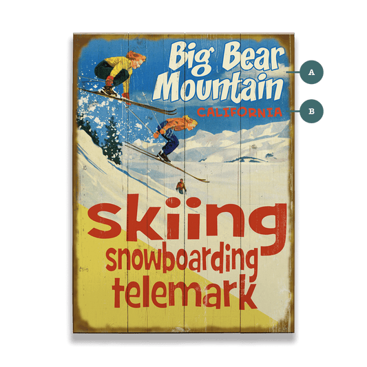 Skiing, Snowboarding, Telemark - Wood & Metal Wall Art