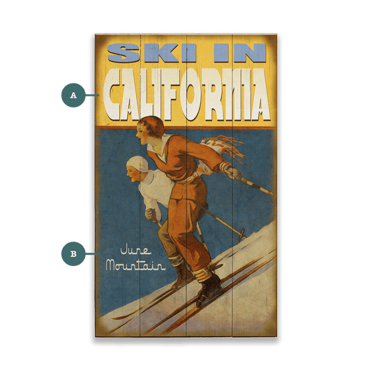Pair of Downhill Skiers - Wood & Metal Wall Art