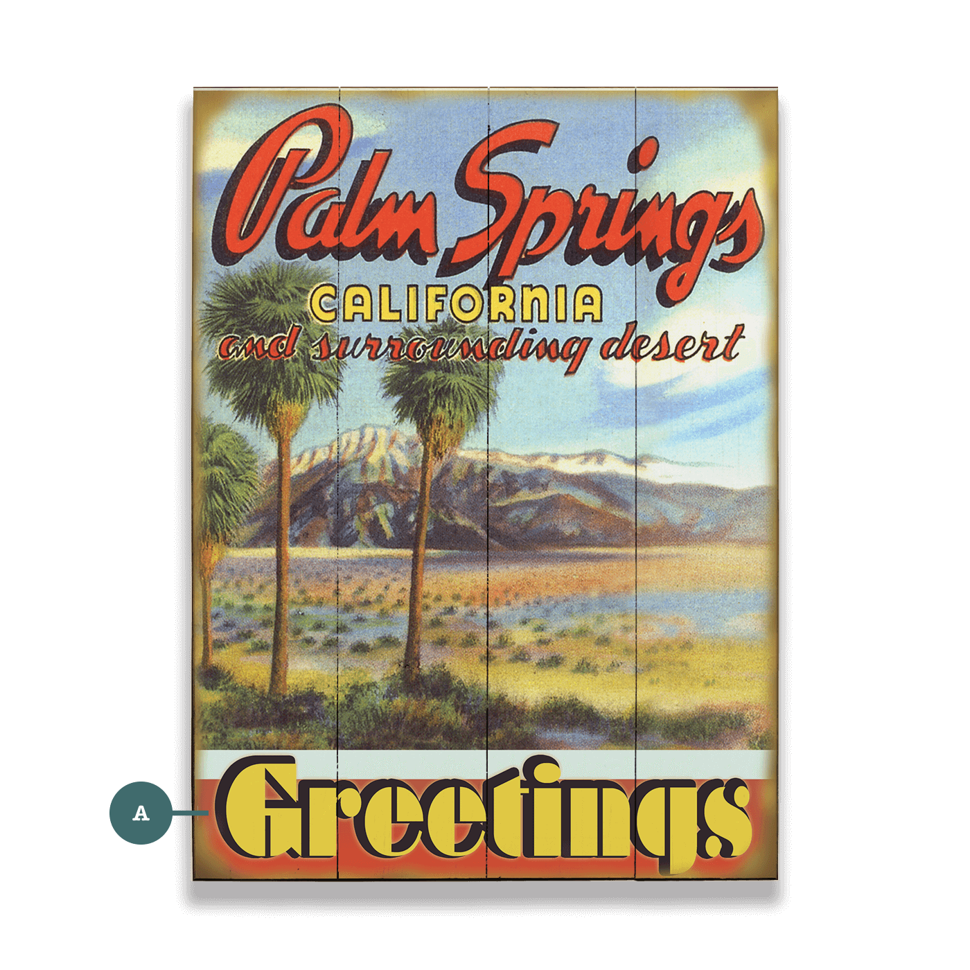 Palm Springs and Surrounding Desert Postcard - Wood & Metal Wall Art