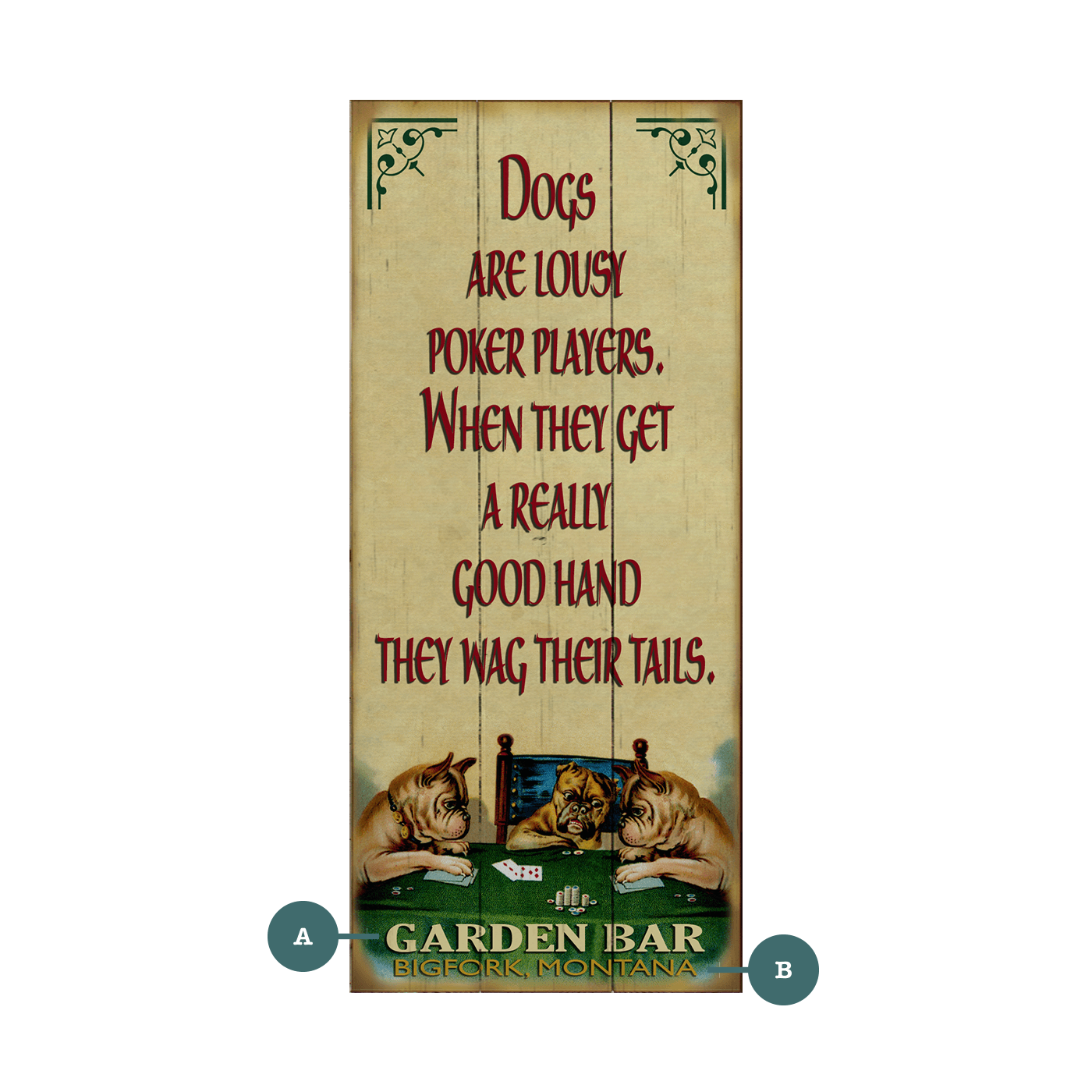 English Bulldog Poker - Wood & Metal Wall Art
